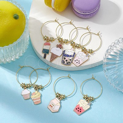 Dessert Theme Alloy Enamel Wine Glass Charms AJEW-JO00187-1