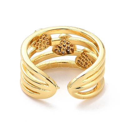Heart Cubic Zirconia Cuff Finger Ring for Valentine's Day RJEW-C004-04-RS-1