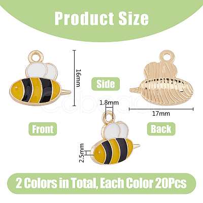 40Pcs 2 Colors Light Gold Plated Alloy Pendants ENAM-DC0014-97-1