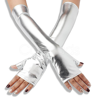 Polyester Long Fingerless Gloves AJEW-WH20018-117A-1