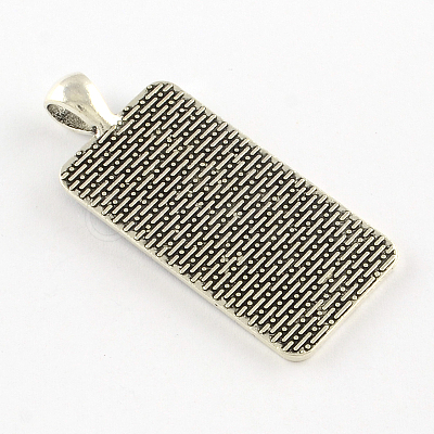 Tibetan Style Rectangle Alloy Pendant Cabochon Settings TIBEP-Q055-01AS-RS-1