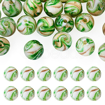 30Pcs Handmade Gold Sand Lampwork Beads LAMP-TA0002-37D-1
