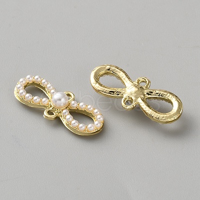 Alloy & White Plastic Pearl Links Connector Charms FIND-WH0365-082G-04-1