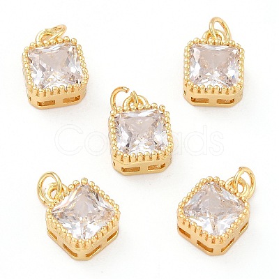 Real 18K Gold Plated Brass Inlaid Cubic Zirconia Charms ZIRC-L100-073G-07-1