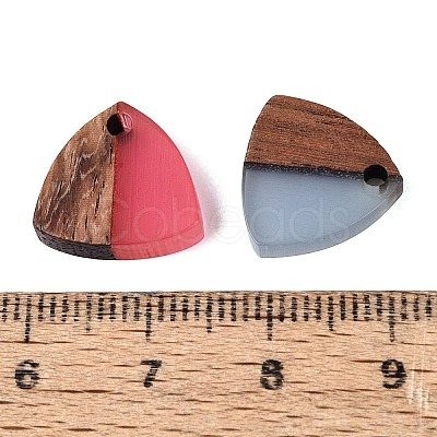 Opaque & Transparent Resin & Walnut Wood Pendants RESI-N053-33-1
