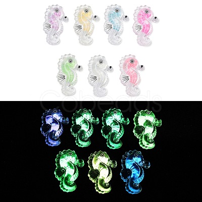 10Pcs Transparent Luminous Acrylic Pendants TACR-FP0001-02B-1