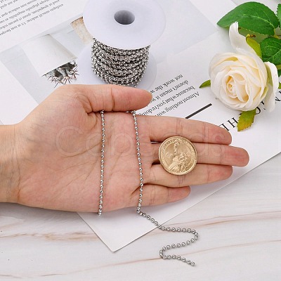 Tarnish Resistant 304 Stainless Steel Ball Beaded Chains CHS-K002-11-1
