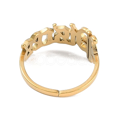 Ion Plating(IP) 304 Stainless Steel Constellation Open Cuff Ring for Women RJEW-C097-01G-12-1