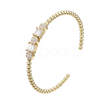 Sparkle Cubic Zirconia Ball Beaded Cuff Bangle for Her BJEW-N012-002-NF-1