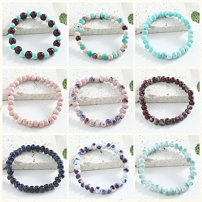 200Pcs 10 Colors Handmade Porcelain Beads PORC-PA0001-39-1