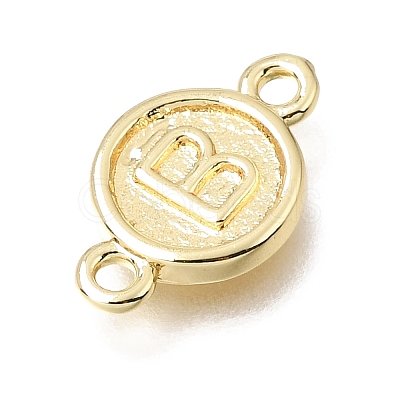 Brass Disc with Initial Links Connector Charms KK-E802-36G-B-1