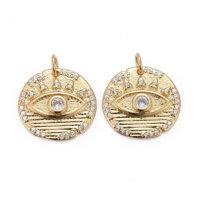 Brass Micro Pave Clear Cubic Zirconia Pendants ZIRC-Z011-13G-1