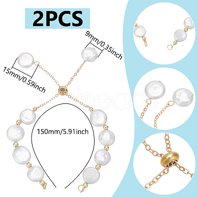 2Pcs Natural Keshi Pearl Slider Bracelet Making BJEW-UN00020-1