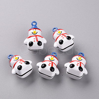 Baking Paint Brass Bell Pendants KKB-S002-015B-1