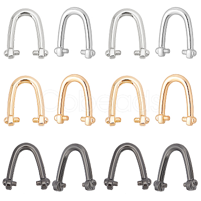 12 Sets 3 Colors Alloy Bag Side U Ring Hook DIY-WR0001-87-1
