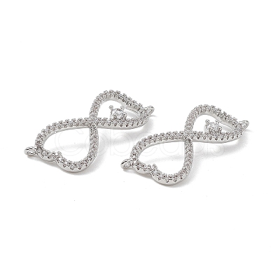 Brass Micro Pave Clear Cubic Zirconia Connector Charms KK-E068-VB391-1