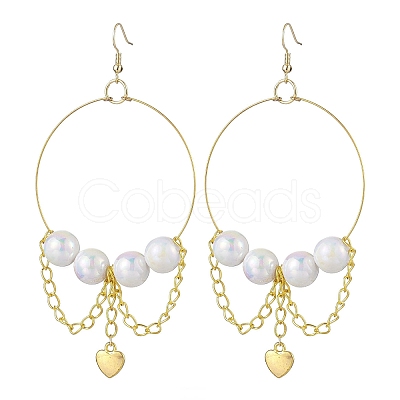 Stainless Steel Acrylic Imitation Pearl Dangle Earrings EJEW-JE05810-1