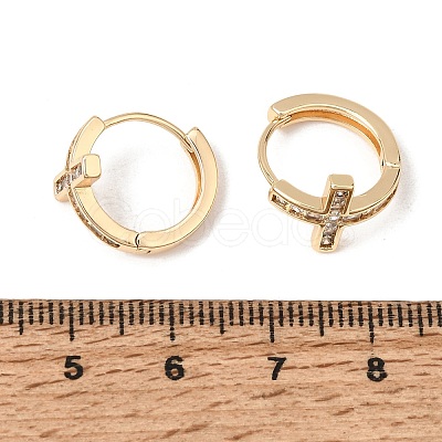 Brass Micro Pave Cubic Zirconia Hoop Earrings KK-CBACA55-18G-1