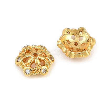 Brass Micro Pave Clear Cubic Zirconia Bead Caps LS-CU-CBA6A75-32G-1