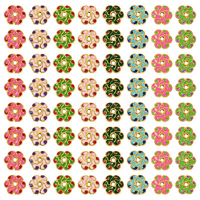 160Pcs 8 Colors Alloy Enamel Bead Caps FIND-TA0008-38-1