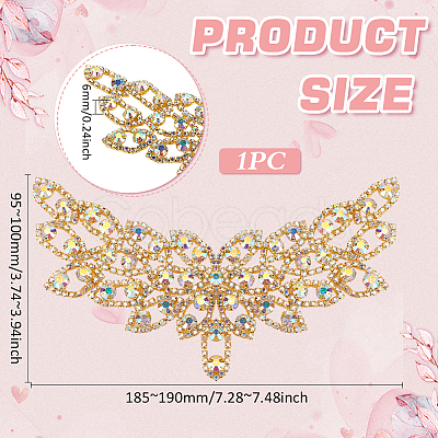 Brass Rhinestone Applique Patch KK-WH0081-78G-1