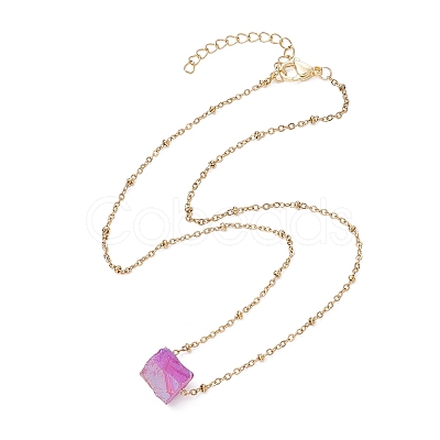 Dyed Natural Quartz Polygon Pendant Necklaces NJEW-JN04491-1