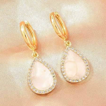 Brass Micro Pave Cubic Zirconia Hoop Dangle Earrings KK-CBA8324-11G-02-1