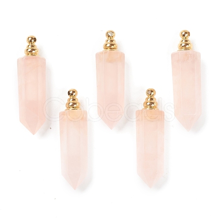 Faceted Natural Rose Quartz Pointed Pendants G-H252-F06-1
