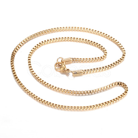 304 Stainless Steel Box Chain Necklaces X-STAS-O053-27G-1