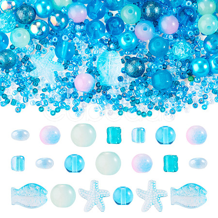 1Bag Mixed Styles Glass Beads GLAA-TADJ0001-10D-1