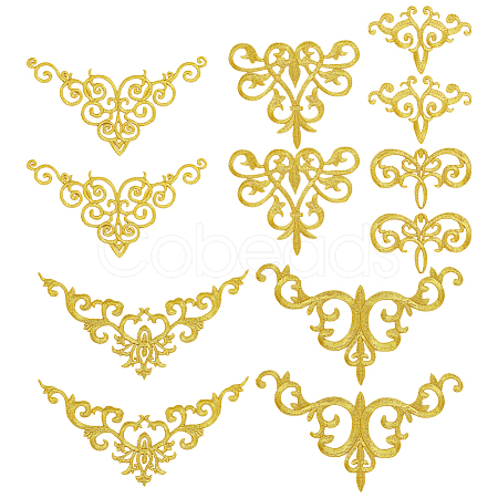 12Pcs 6 Styles Polyester Computerized Embroidery Iron on/Sew on Patches PATC-GO0001-09-1
