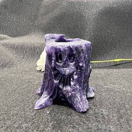 Natural Lepidolite Carved Healing Stump Figurines PW-WG91013-04-1