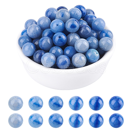 Dyed & Heated Natural Blue Aventurine Round Beads Strands G-AR0002-45-1