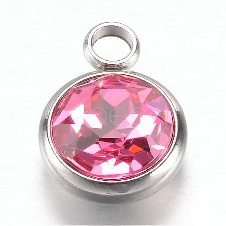 304 Stainless Steel Glass Rhinestone Charms STAS-G082-11-1