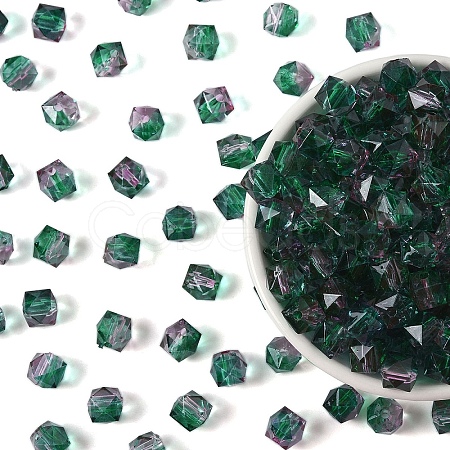 300Pcs Two Tone Transparent Spray Painted Acrylic Beads ACRP-YW0001-16C-1