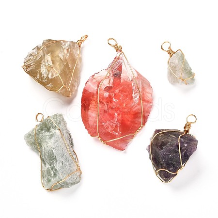 Natural Mixed Gemstone Pendants PALLOY-JF00914-1