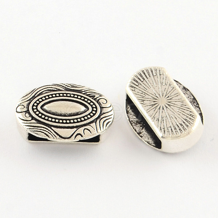 Tibetan Style Oval Alloy Slide Charms TIBEB-Q064-41AS-NR-1
