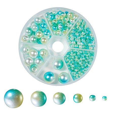 Rainbow ABS Plastic Imitation Pearl Beads OACR-YW0001-03C-1