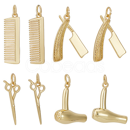 8Pcs 4 Style Brass Pendants KK-BBC0012-91-1