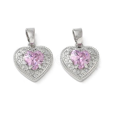 Valentine's Day Brass Micro Pave Pearl Pink Cubic Zirconia Charms KK-A299-14P-1