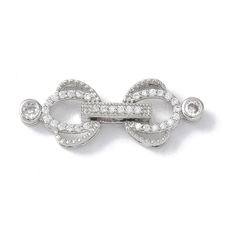 Rack Plating Brass Micro Pave Clear Cubic Zirconia Fold Over Clasps KK-NH0002-03F-P-1