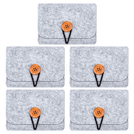 5Pcs Felt Jewelry Storage Bags with Button ABAG-BC0001-71B-1