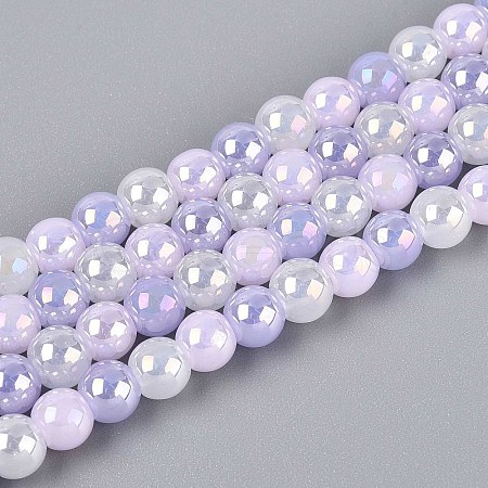 Electroplate Glass Beads Strands EGLA-N019-6mm-01-1