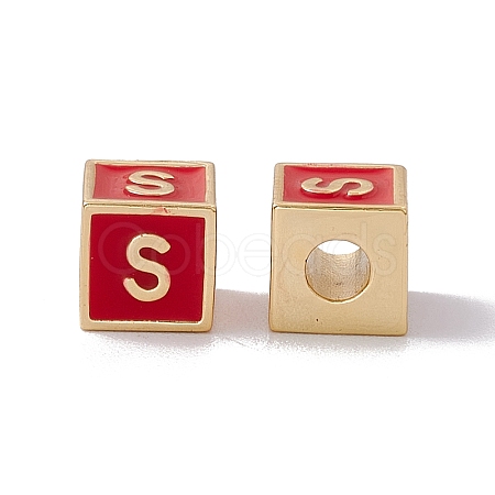 Rack Plating Brass Enamel Beads KK-B060-04G-03S-1
