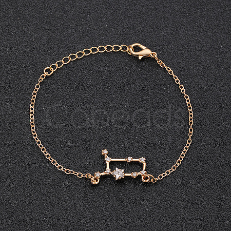 12 Constellations Alloy Rhinestone Link Bracelets WG43B2B-06-1