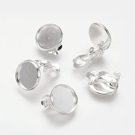 Brass Clip-on Earring Settings LS-KK-I007-S-NF-1