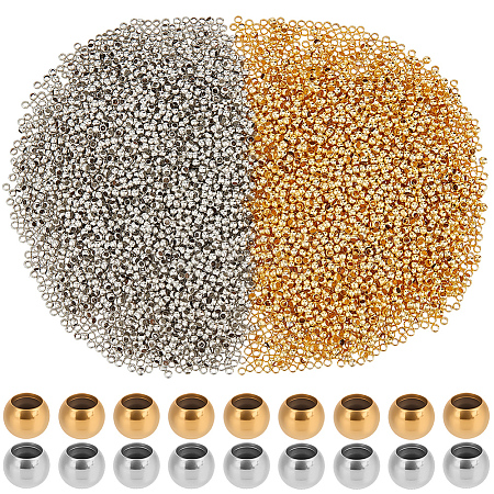 6000Pcs 2 Colors Brass Crimp Beads KK-PA0001-15-1