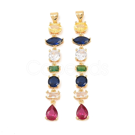 Brass Cubic Zirconia Pendants KK-C166-07G-1