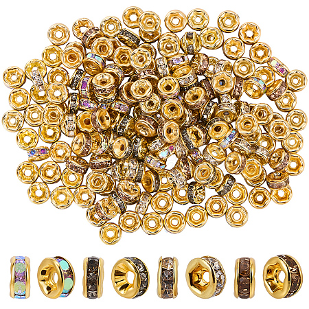200Pcs 4 Colors Brass Grade A Rhinestone Spacer Beads KK-PA0001-05-1