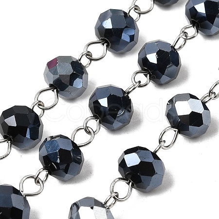 Handmade Rondelle Glass Beads Chains for Necklaces Bracelets Making AJEW-JB00120-07-1